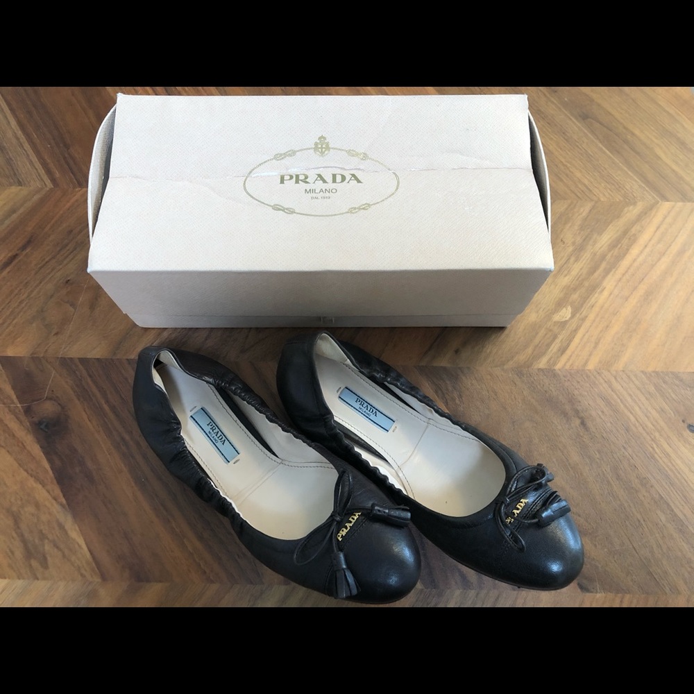 Prada dark brown ballet flats